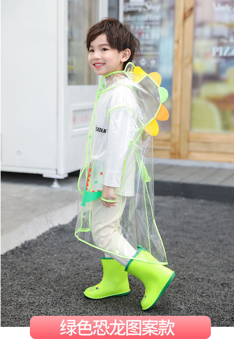 儿童雨衣女男幼儿园宝宝学生小孩雨衣小学生女男透明雨衣带书包位302