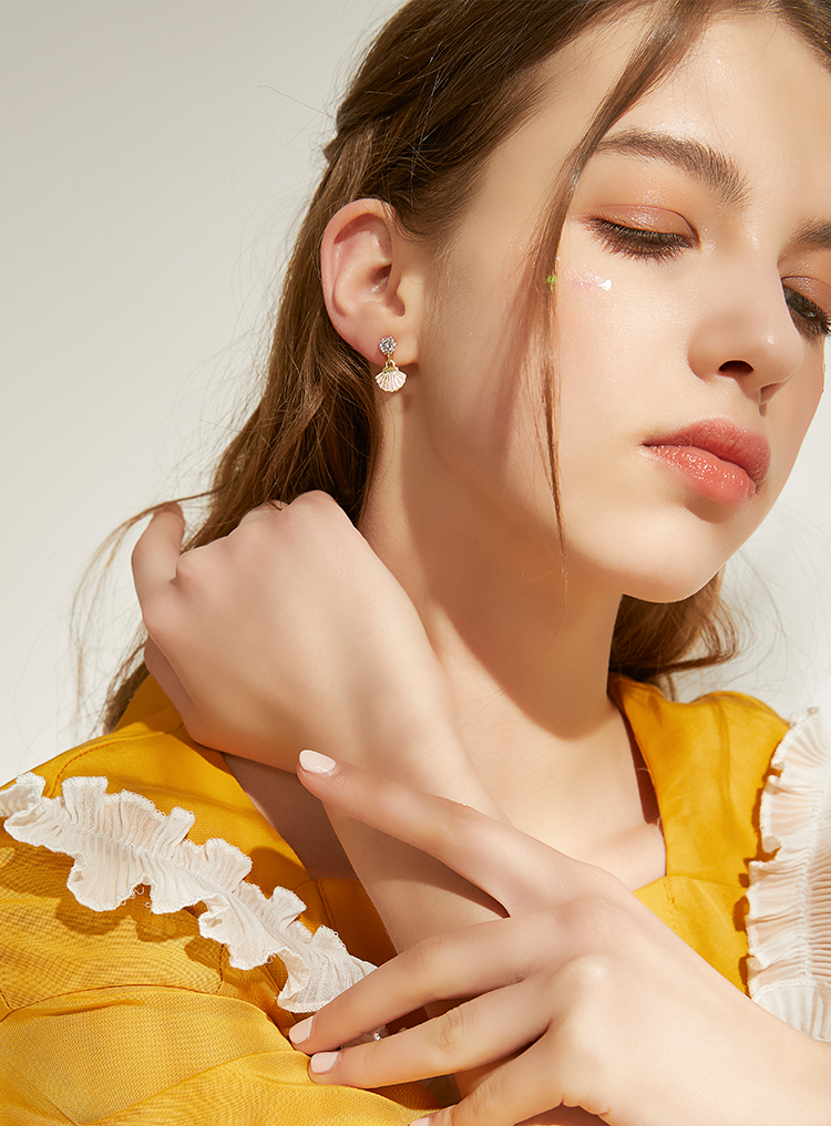 韩国小众贝壳海星耳夹女无耳洞冷淡风简约气质耳环女复古耳坠耳饰