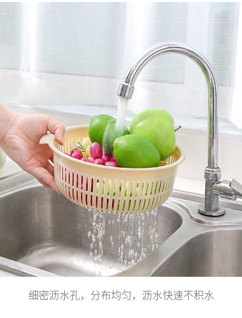 双层洗菜盆沥水篮盘洗菜篮子洗菜器家用厨房水槽圆形沥水架挂式中号