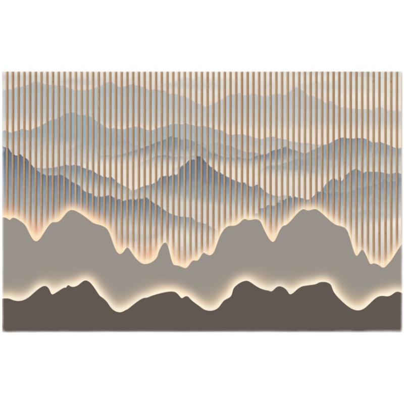 3d新中式壁纸木格栅抽象山水画意境壁布装饰禅意茶室茶馆背景墙纸款式