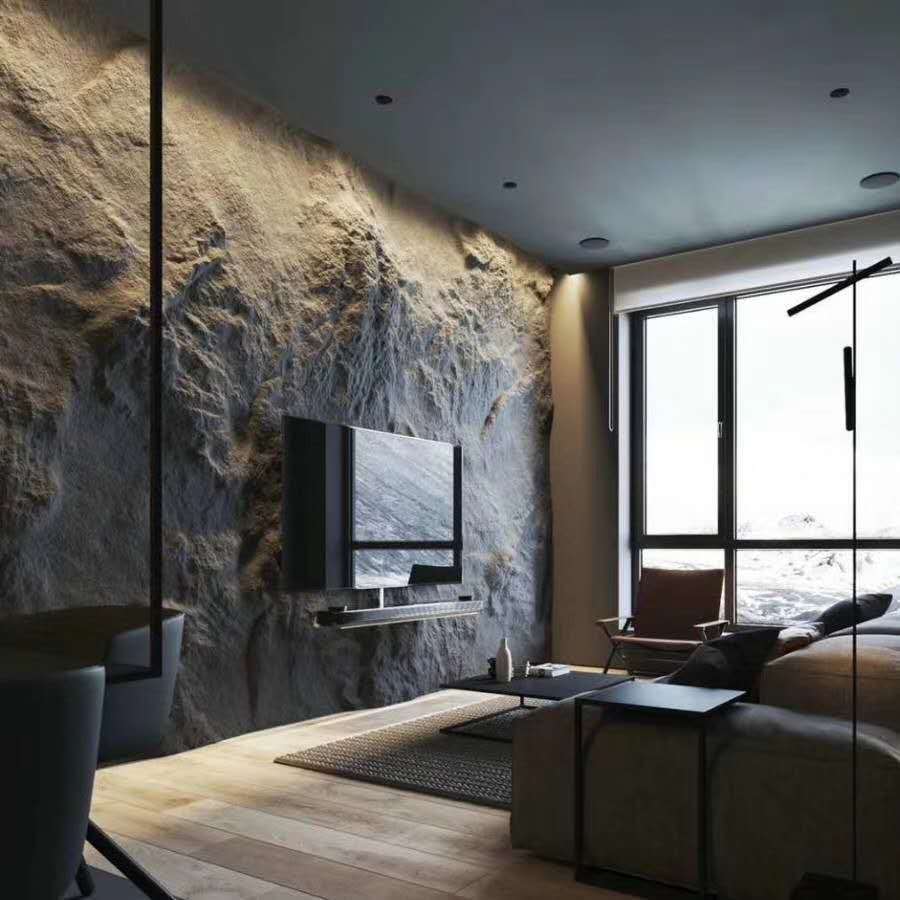 轻质文化石pu仿真石皮蘑菇石家装电视背景墙别墅外墙