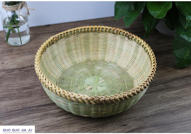 家用竹编馍筐馒头筐水果篮子手工小竹篮厨房收纳筐果盘菜筐点心篮