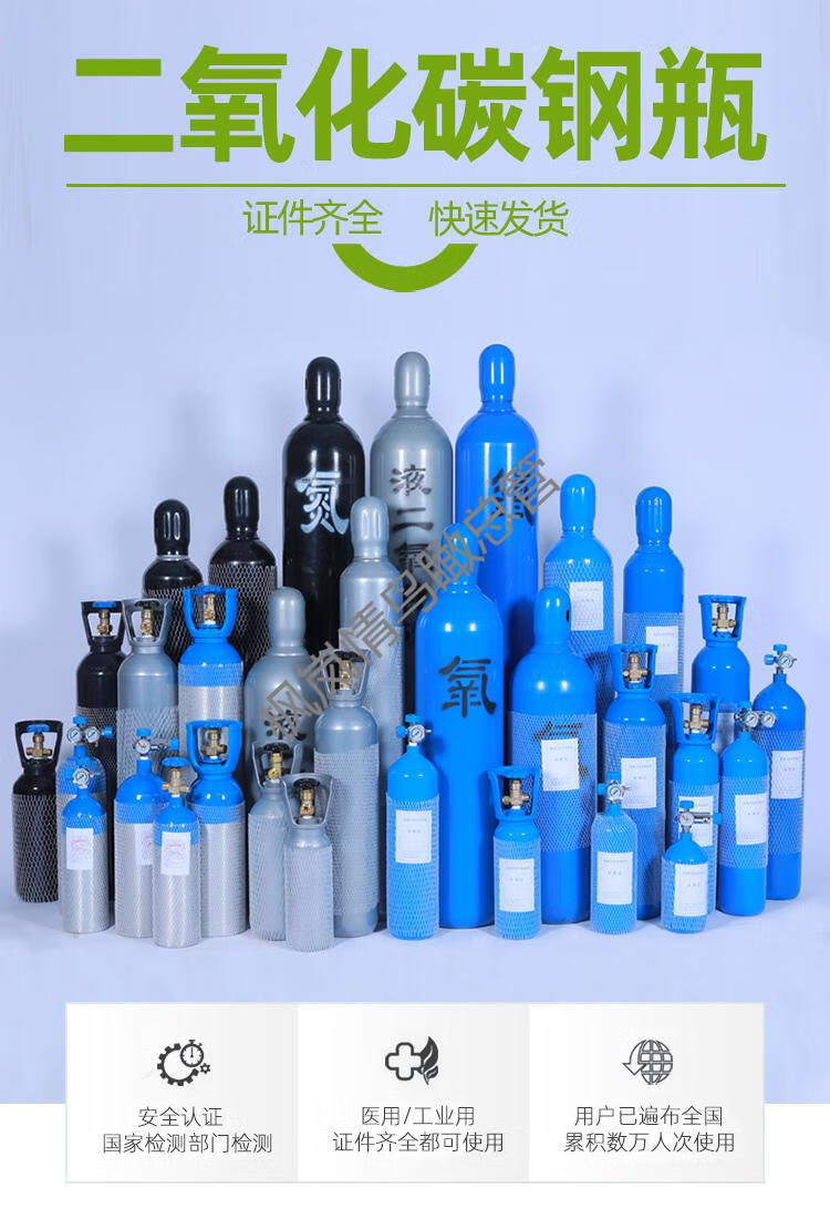 二氧化碳钢瓶高压气瓶二氧化碳co2钢瓶2l/4l/8l/10l/15l/20升水草鱼缸