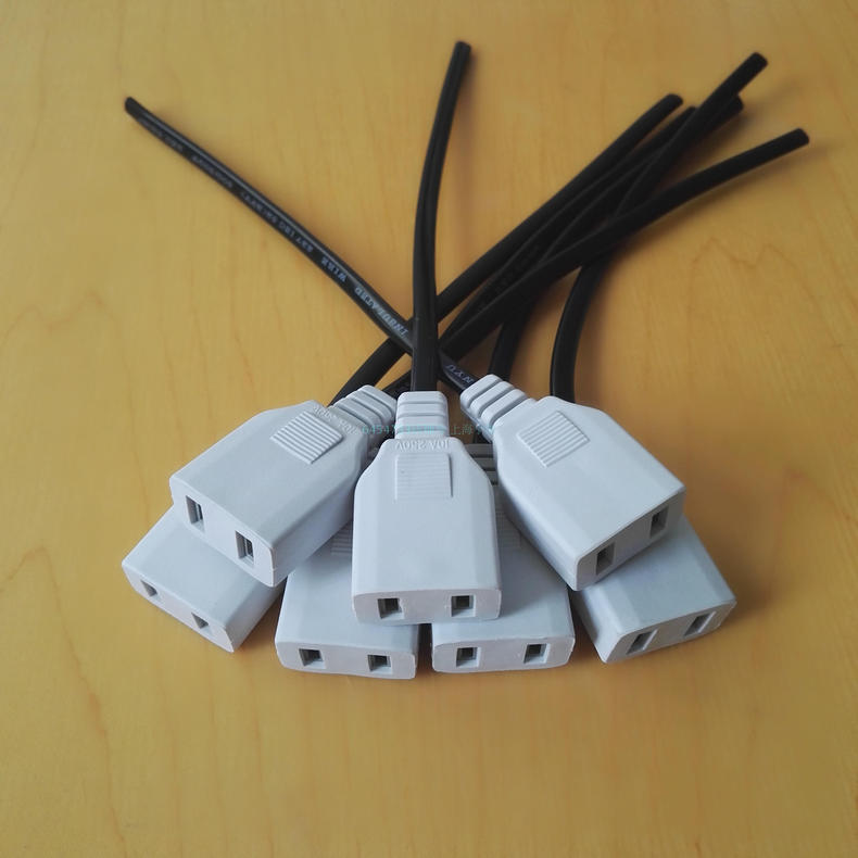 之讯带线2孔母插头监控10a电源插头两脚两孔2脚母头220v防水ac头插座