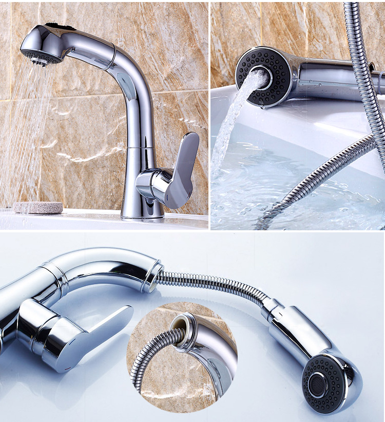 抽拉式水龙头配件喷头小花洒头洗手池洗脸盆面盆手持两功能出水嘴d9