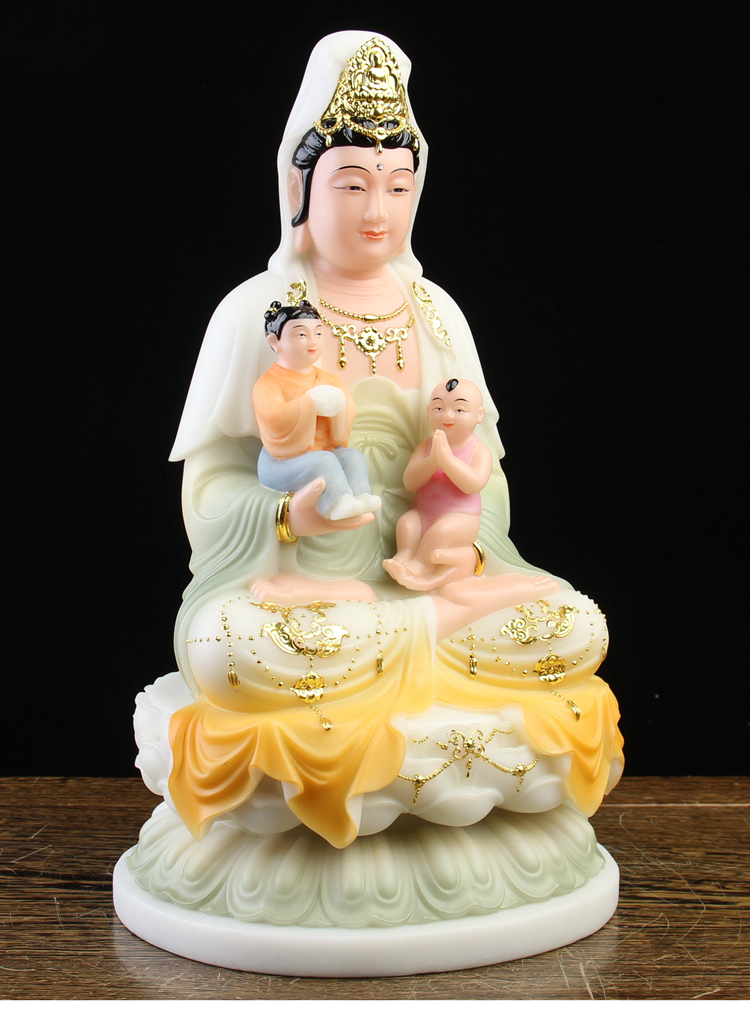 送子观音佛像汉白玉送子观音佛像男孩女孩求龙凤子女菩萨居家供奉家用