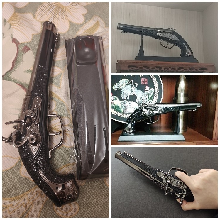 60生态家居枪式打火器金属燧发枪左轮火机搞怪小摆件火铳非发射多