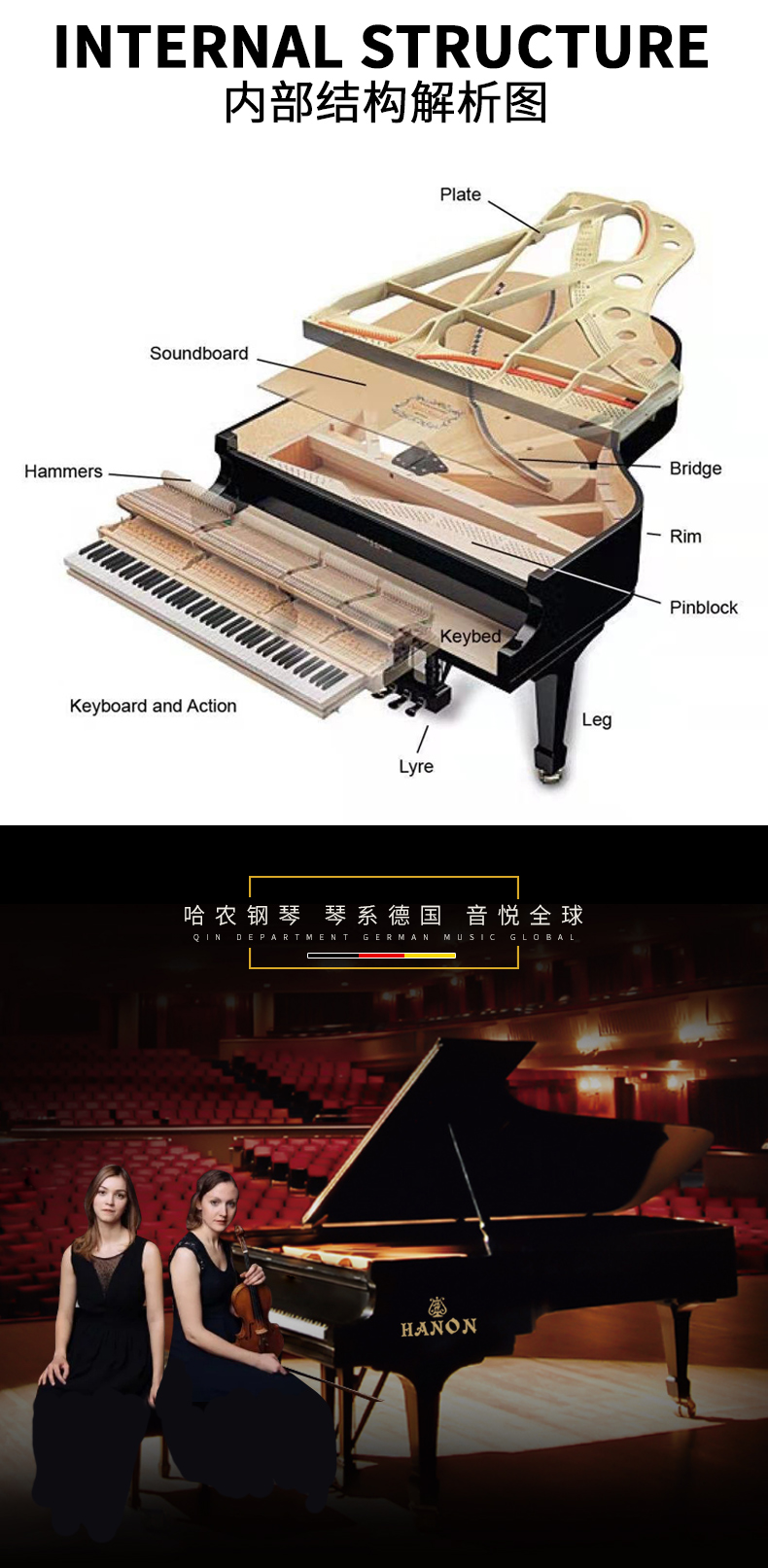 保价30天德国品牌三角钢琴成人家用演奏大三角卧式钢琴gp186gp173gp