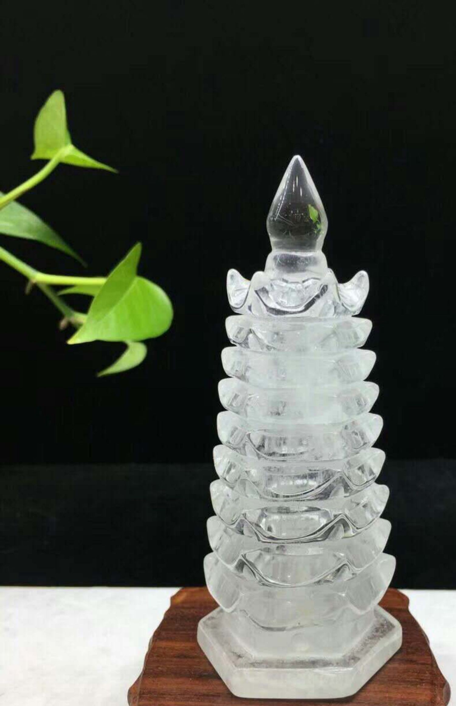 63兰历&专柜 原生态精雕打磨白紫粉黄水晶文昌塔摆件 9层13层宝塔