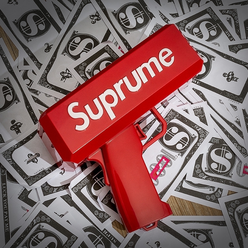 抖音supreme喷钱结婚吐纸币射红包钞票撒钱机酒吧网红手抢玩具普通版