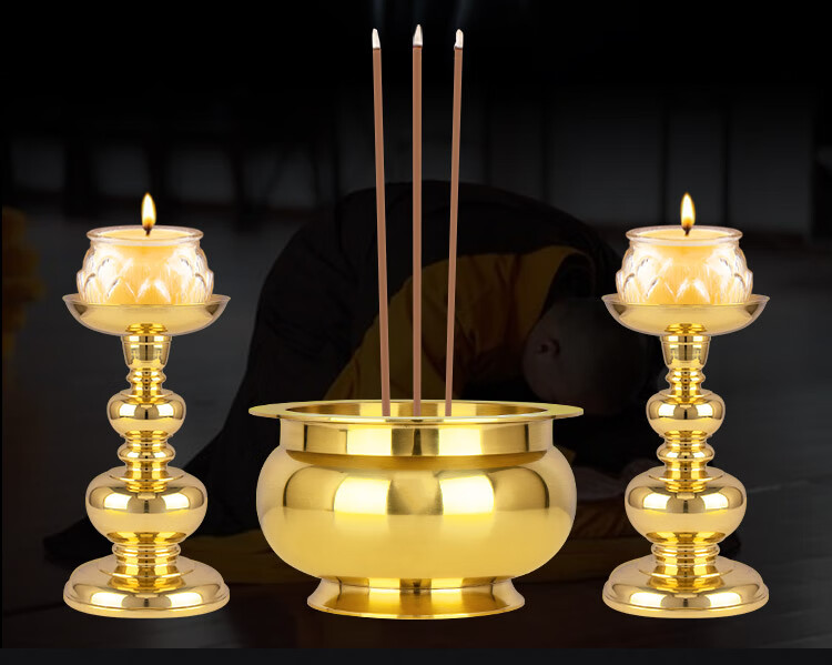 铜烛台 纯铜蜡烛台座 家用香炉香蜡台加厚烛底座灯新年放腊台一对 5