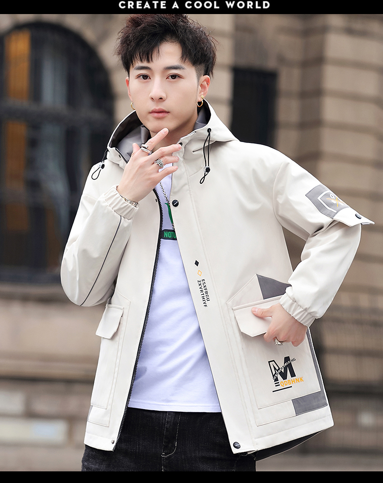 蒙森图初中生高中生薄款外搭青少年男子外套春秋工装外套男士春外衣