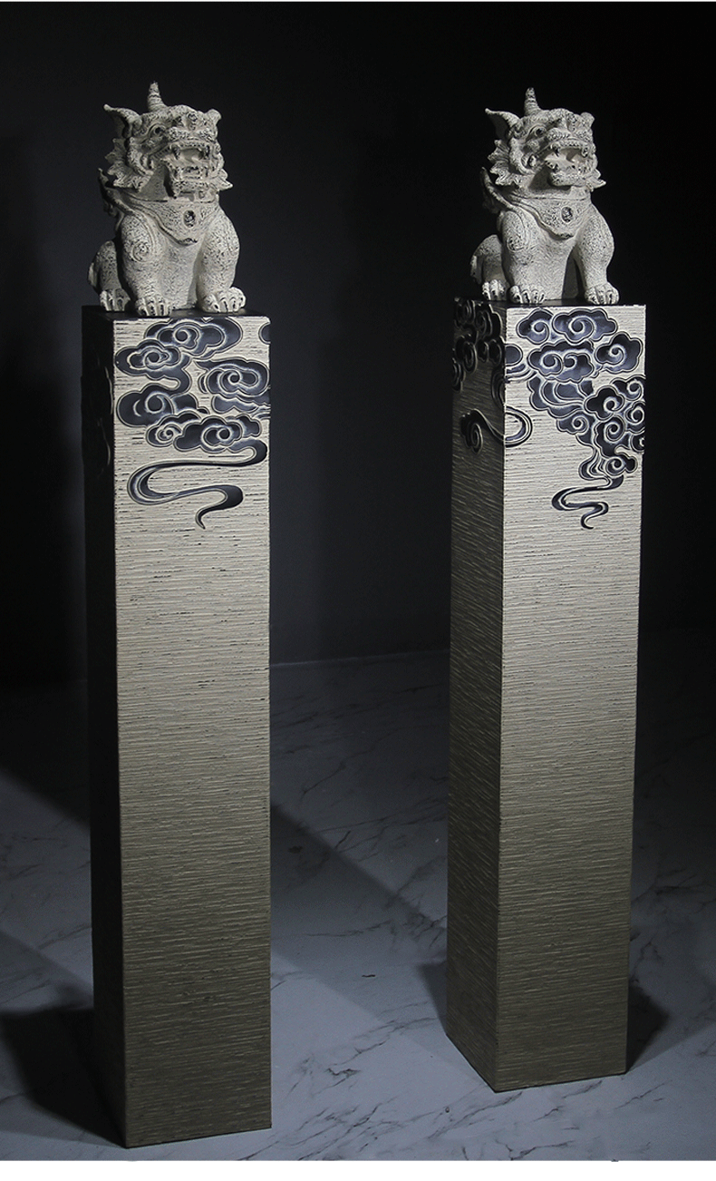 仿古石雕拴马桩青石做旧石狮子招财酒店别墅装饰会所茶馆庭院拴马石