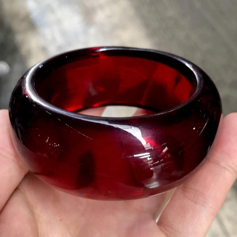缘诗芸(yuanshiyun)血珀加宽加厚手镯 琥珀蜜蜡女手镯手环经典款原矿