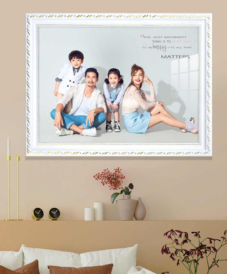 全家福相框照片制作挂墙中式复古婚纱照加洗结婚相片修图 218红 32寸