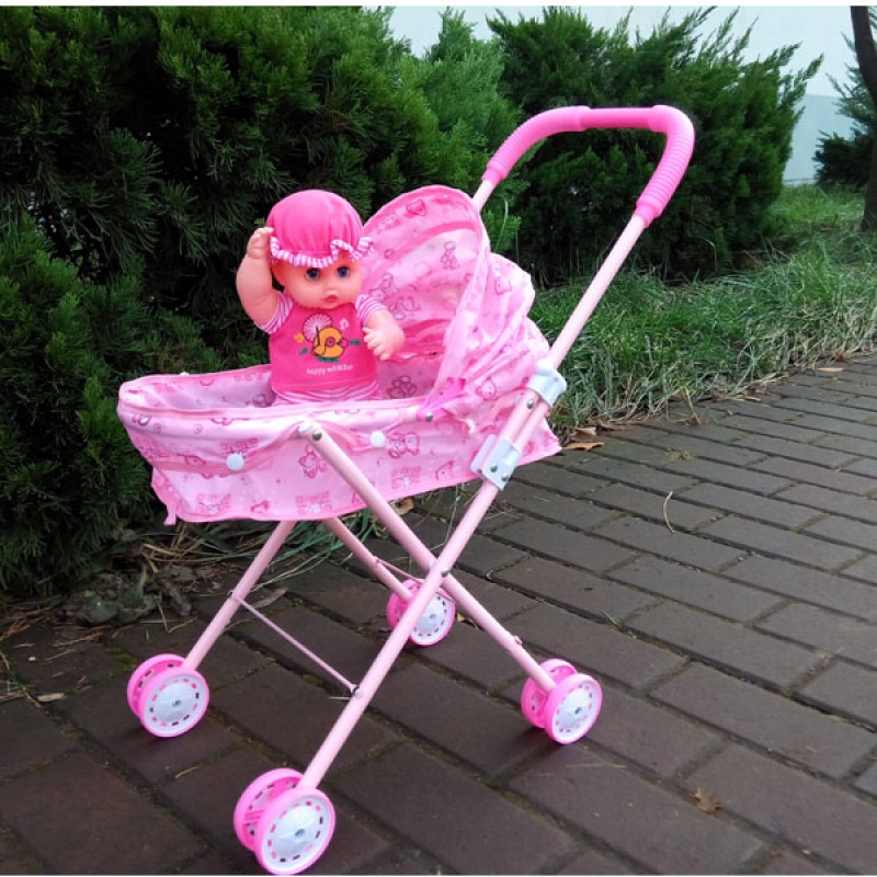 匠师傅娃娃儿童玩具推车婴儿小推车宝宝手推车学步男女孩过家家玫红色