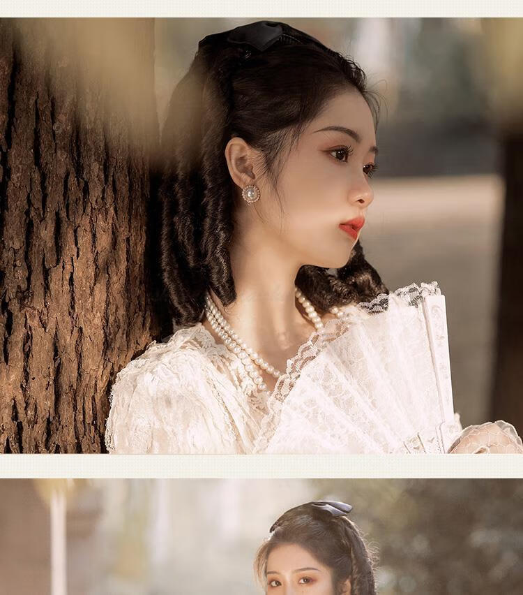 金粉世家白秀珠同款旗袍假发女民国复古名媛卷发罗马卷公主卷马尾自然