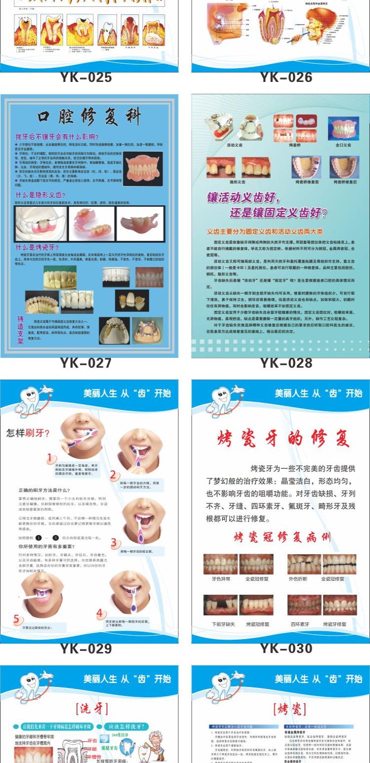 牙科掛圖知識宣傳畫牙齒口腔診所制度牌烤瓷牙解剖海報裝飾掛畫yk239