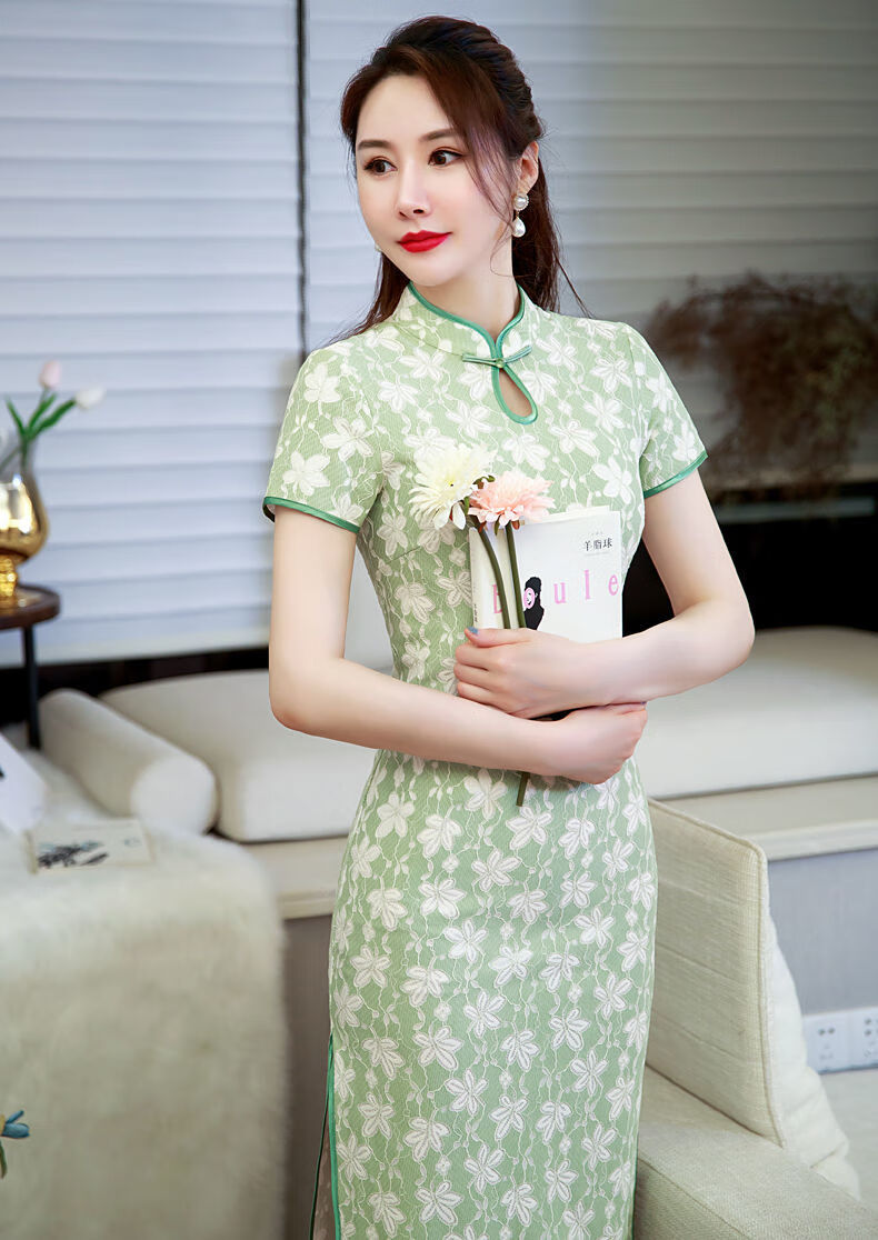 旗袍2022年新款改良版连衣裙日常可穿裙子少女中国风新中式礼服 杏色