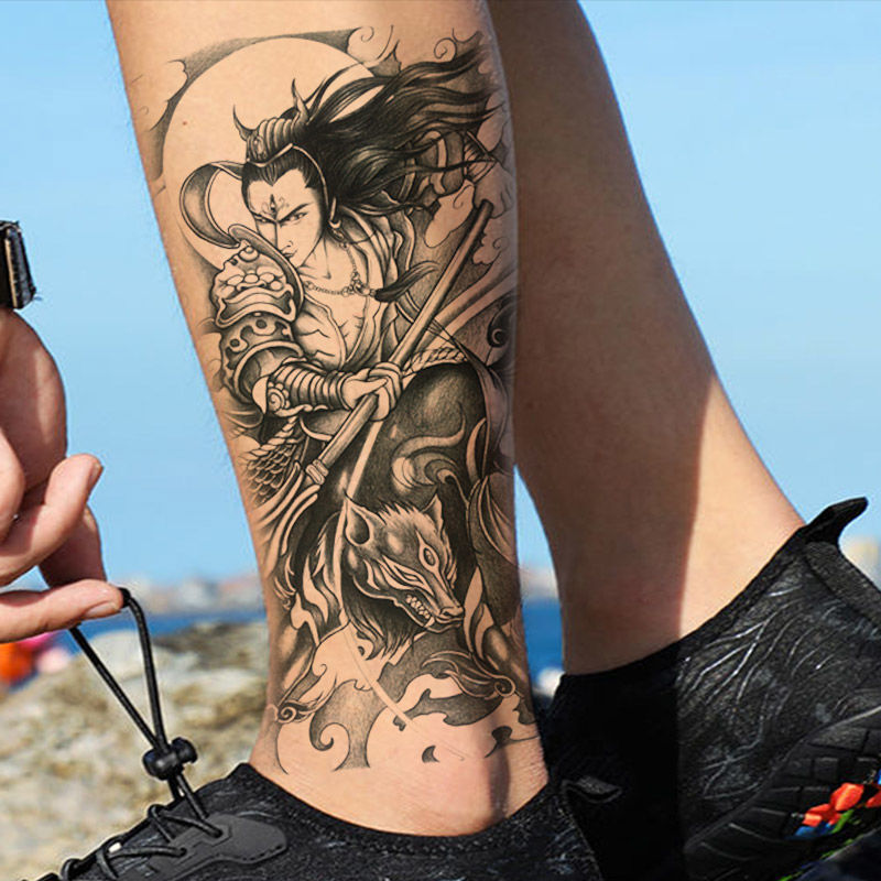 uhfq纹身贴花臂纹身贴防水神仙战神男女杨戬二郎神花臂贴纸天眼哮天犬