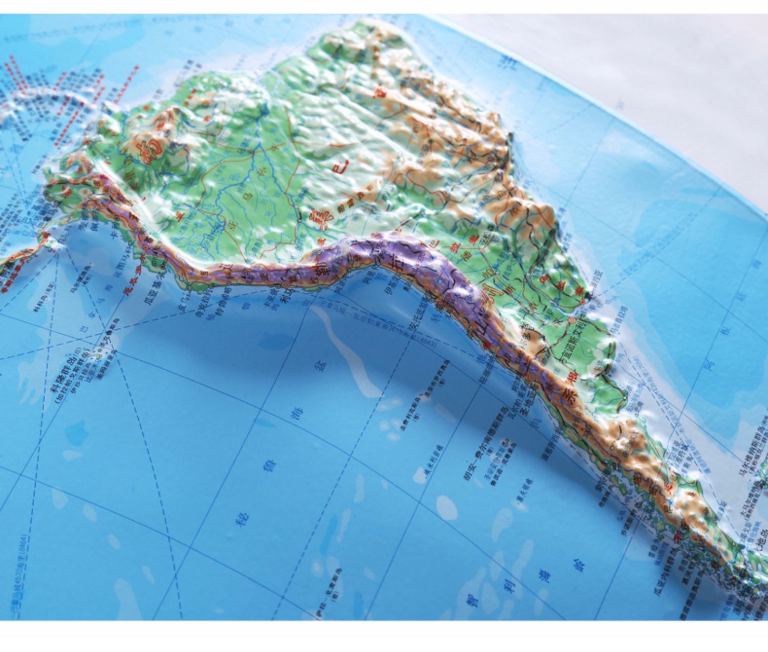 星球版世界地圖立體3d凹凸地形圖超大11x08米地理學習教學教具直觀