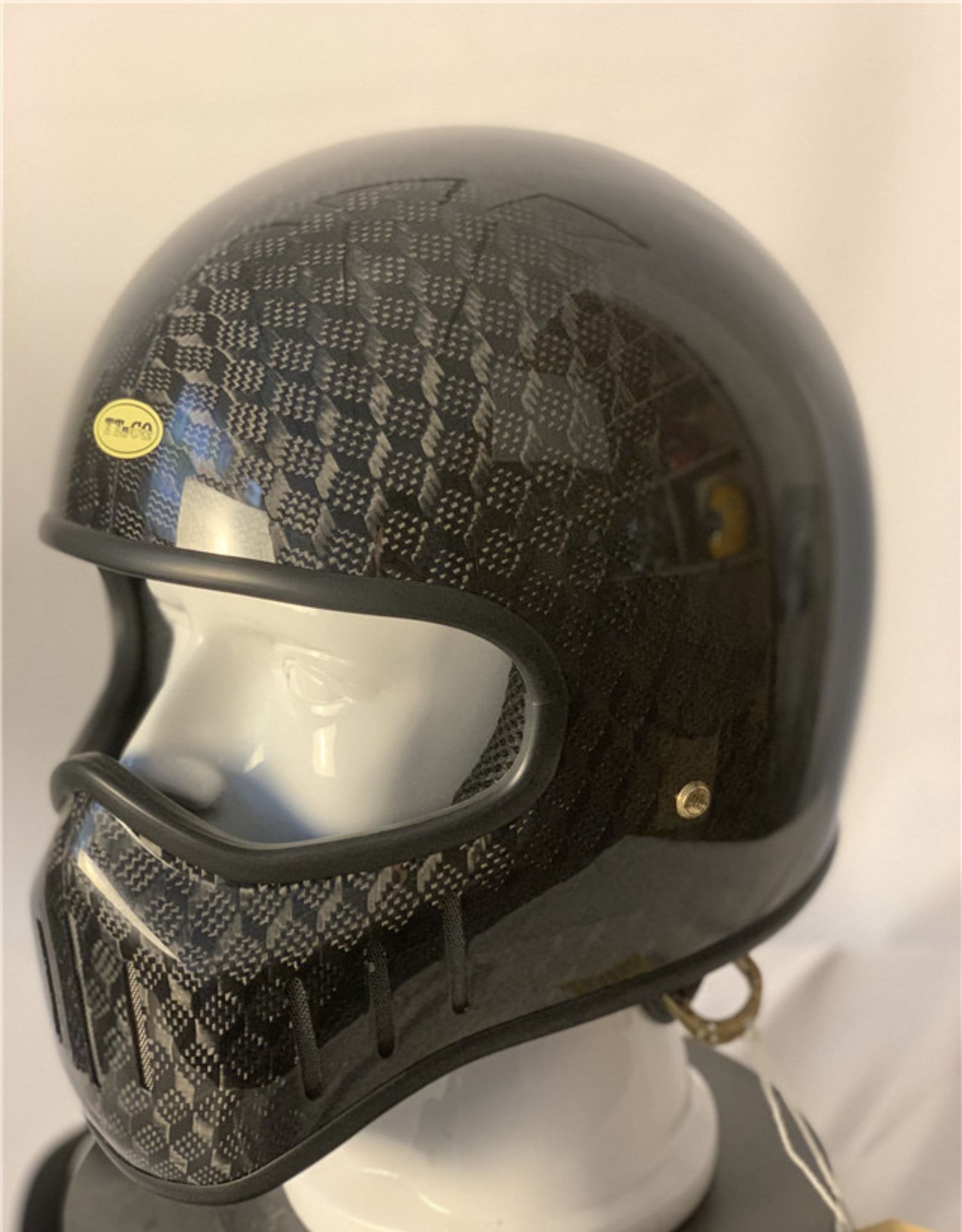 骑行穿戴头盔 网红碳纤维复古机车哈雷四季全盔小盔体全覆电动车玻璃