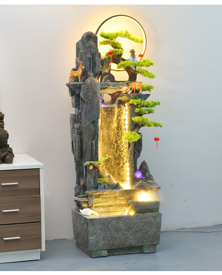 贝简诺轻奢高端假山流水摆件现代客厅玄关电视柜旁办公室酒店创意山水