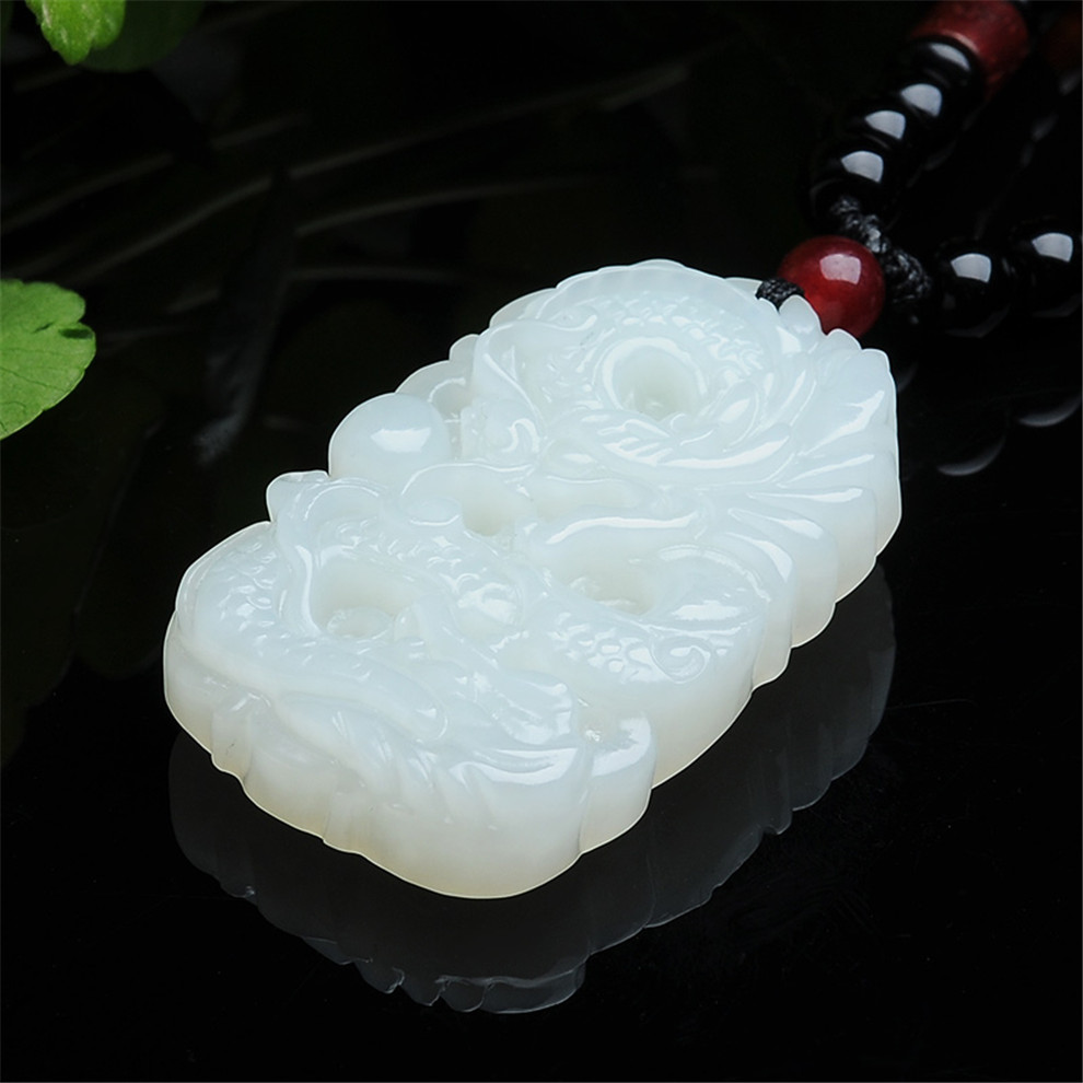 玉越珠宝 和田玉龙吊坠 十二生肖龙牌玉坠 男女情侣款祥龙戏珠玉佩