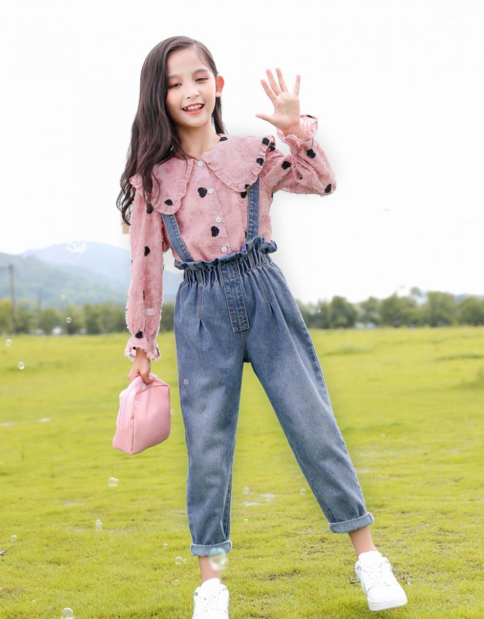 女童秋装两件套2021新洋气中大童装春秋儿童时髦套装女孩12岁粉色套装