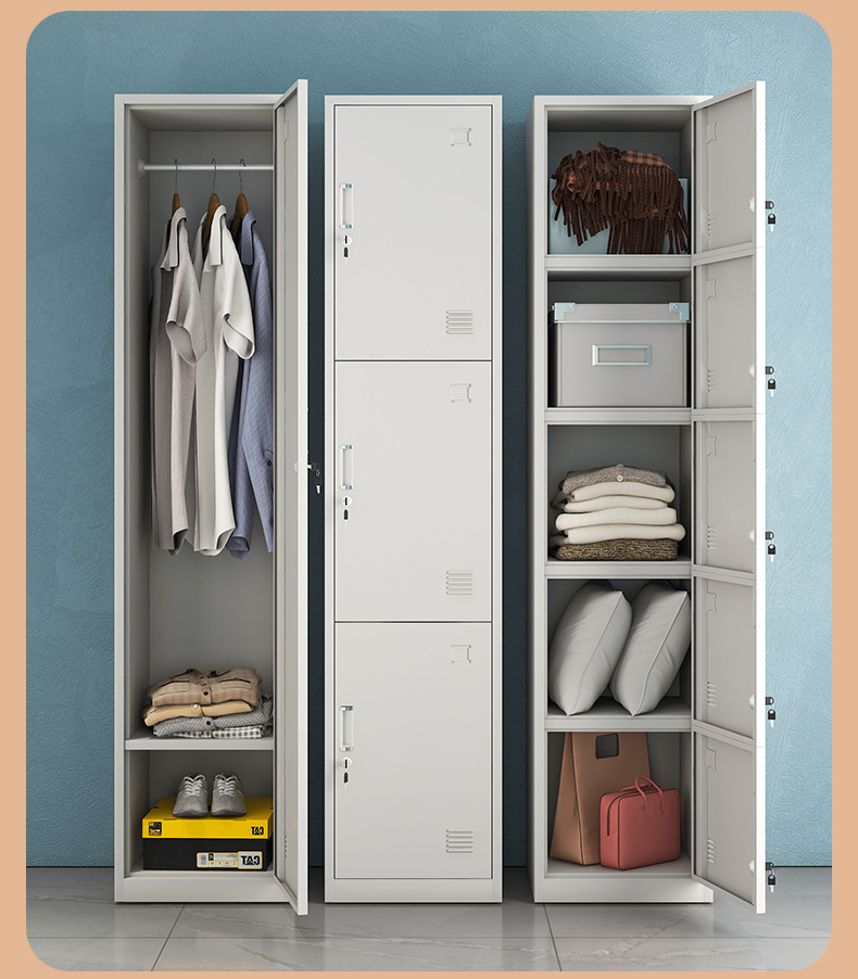 单门更衣柜铁皮柜带锁员工储物柜存包柜办公衣柜收纳柜更衣室鞋柜单门