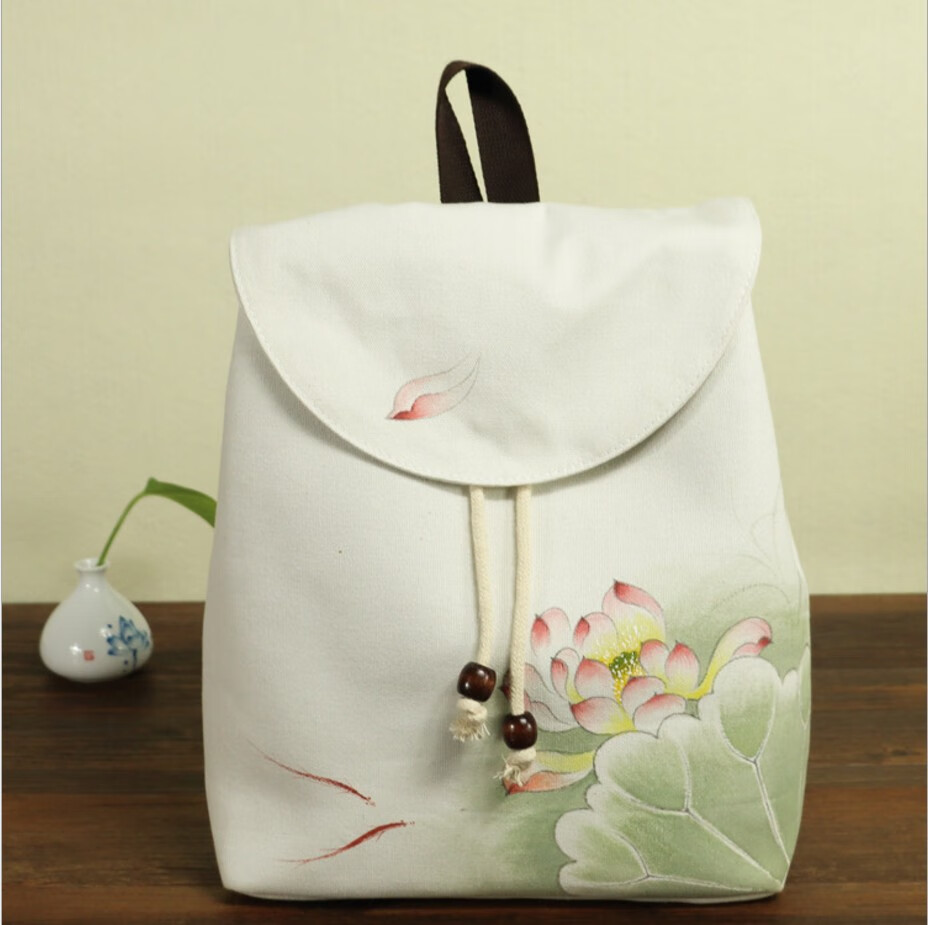 中国风刺绣复古中国民族风文艺休闲帆布绣花汉服古风书包双肩包背包