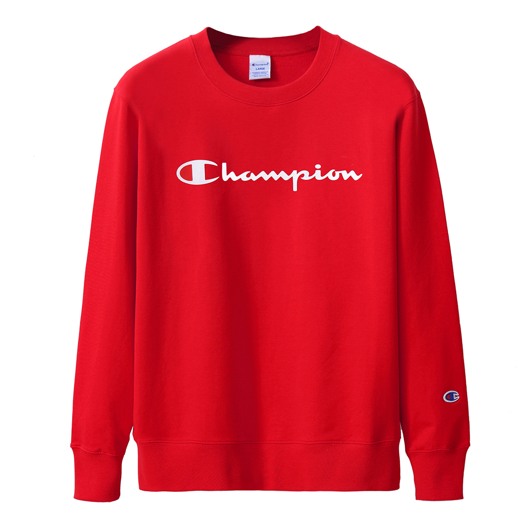 冠军champion卫衣男圆领宽松套头无帽秋冬款印花情侣 白色(休闲装