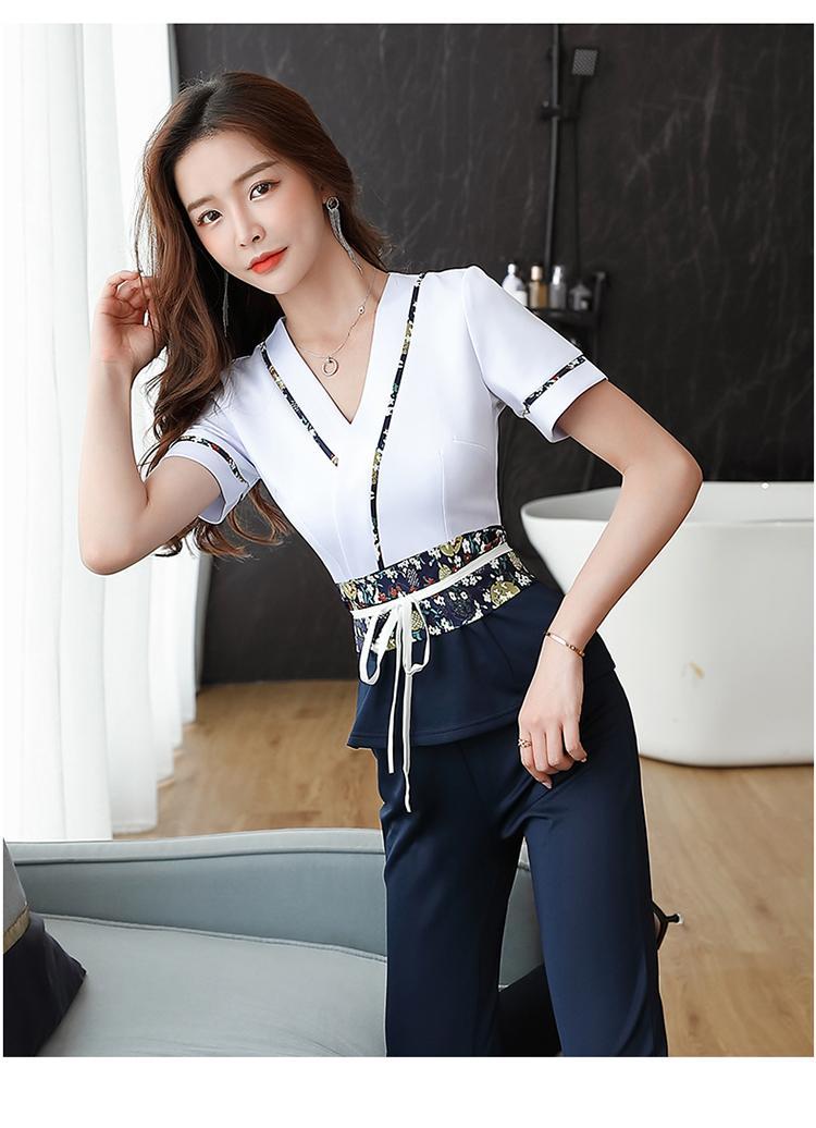 足疗师工作服女套装气质夏季养生会所高端足浴店技师工装沐足工衣sn