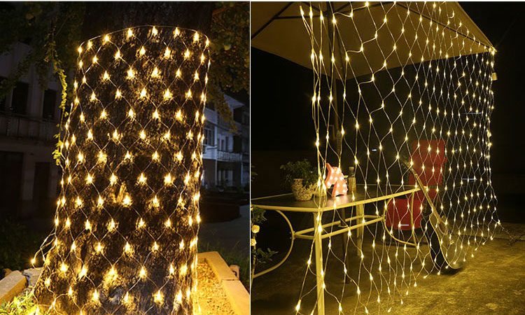 选美xuanmeiled网灯格子彩灯闪灯串灯渔网灯圣诞防水灯串装饰窗帘灯