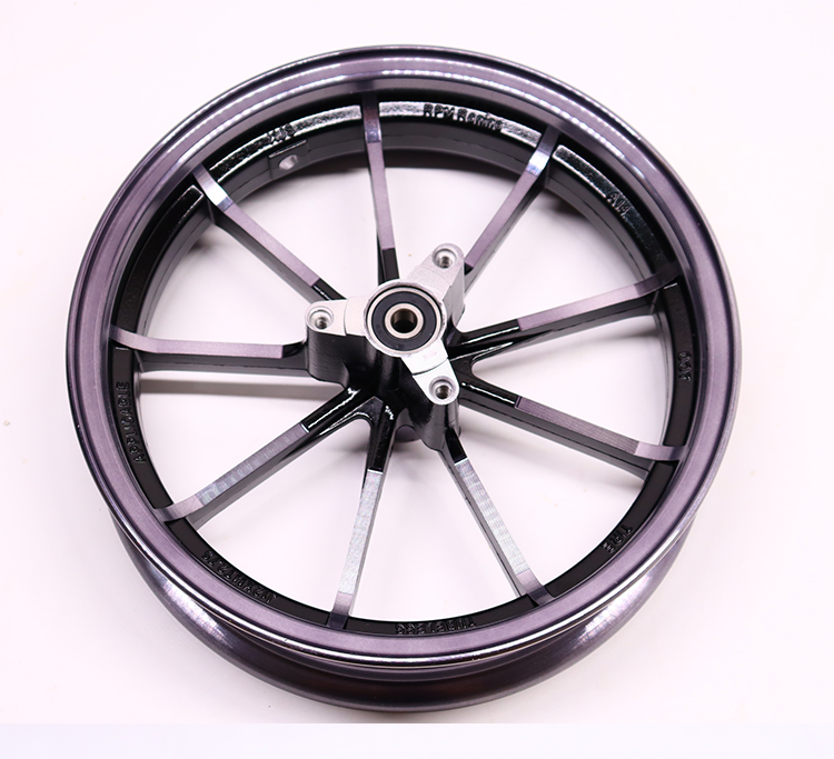 电动车10 12寸九爪轮毂猴子小龟小牛电摩改装铝合金前轮轮圈碟刹 10寸