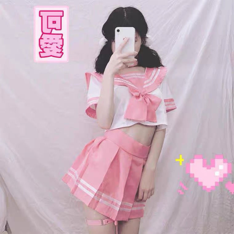 女生cos日韩学生制服可爱水手服女jk学生装校服软妹主性感 粉色一套