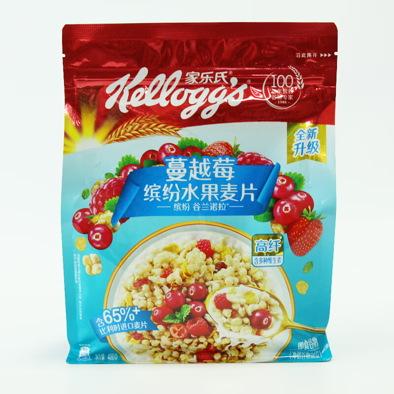 家乐氏水果燕麦片 坚果酸奶高纤谷物麦片早餐冲饮水果麦片 坚果酸奶