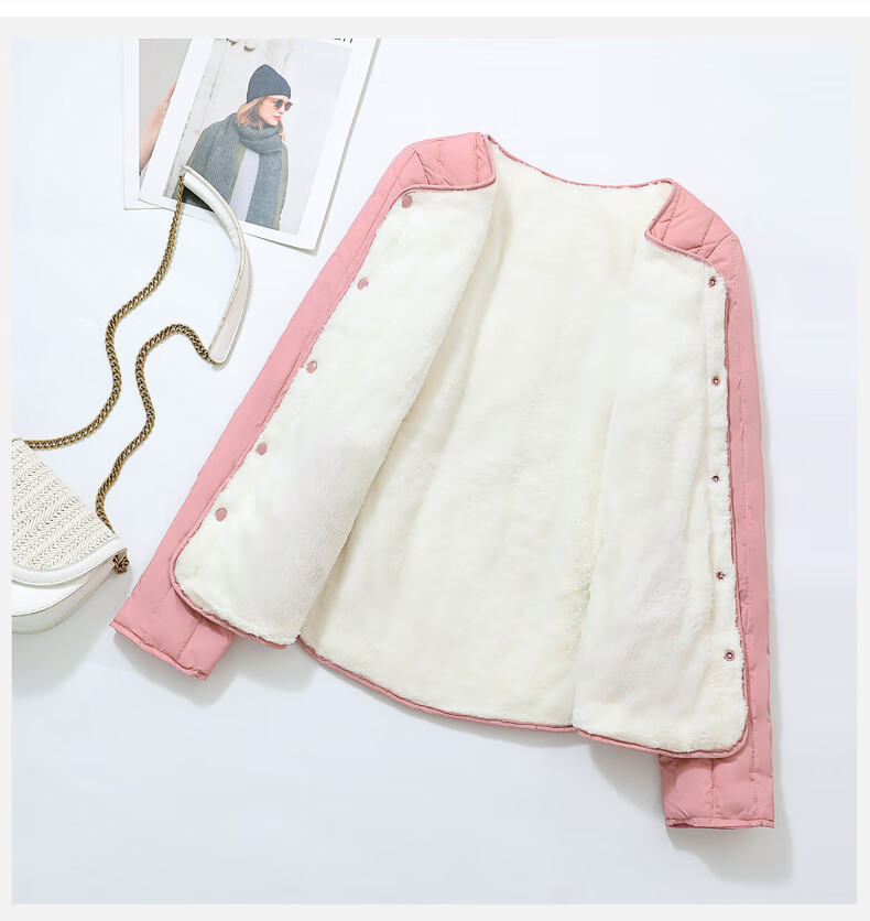 cilian 加绒加厚内胆棉衣女贴身保暖内穿打底小棉袄秋冬短款棉服外套