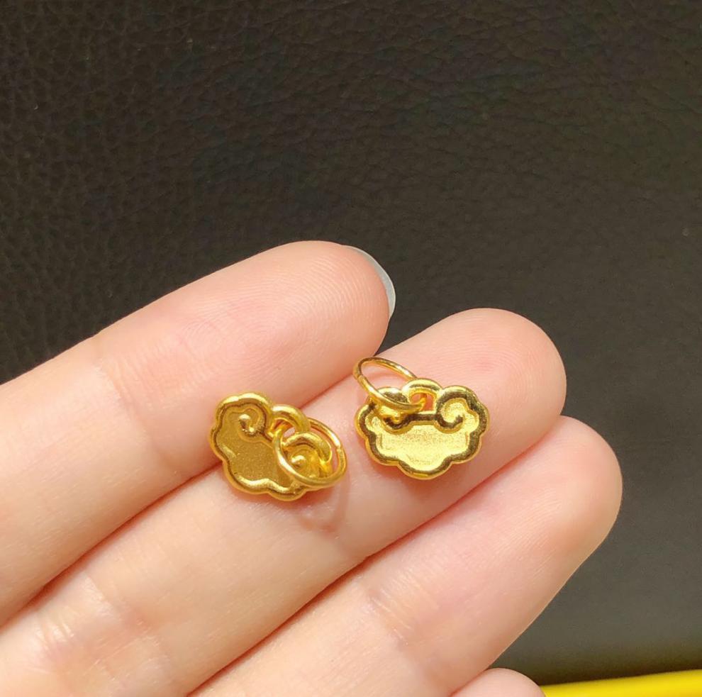 999硬黄金祥云锁片手链足金吊坠锁牌祥云如意金锁锁片吉祥如意圣诞