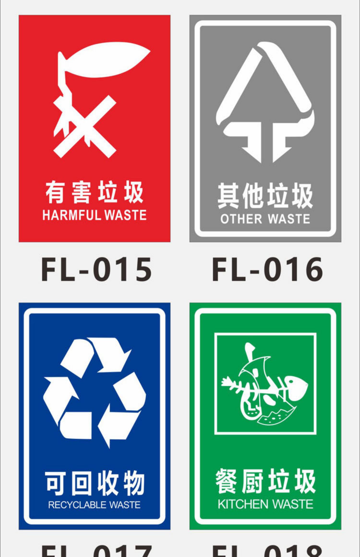 梦倾城垃圾分类标识贴纸干湿可回收不可回收有害厨余垃圾桶标语标识牌
