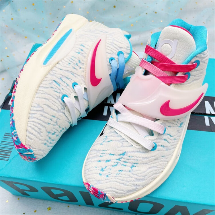 适配kd14 ep""aquafresh杜兰特14白蓝红色鸳鸯腰果花夜光鞋带 good