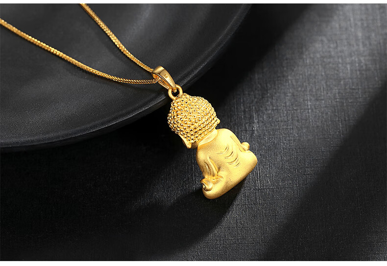 999足金如来佛祖黄金吊坠佛像金佛硬金本命佛项链女足金佛头挂坠 如来
