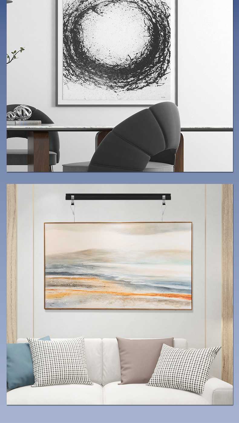 挂画器轨道滑轨可调节钢丝绳挂画线画廊画展挂钩隐形挂镜线轨道条05米