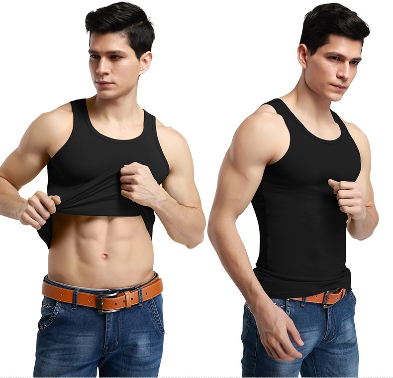 纯棉挎蓝男士背心新品打底内穿紧身弹力夏跨栏男潮外穿汗衫 咖啡色 l