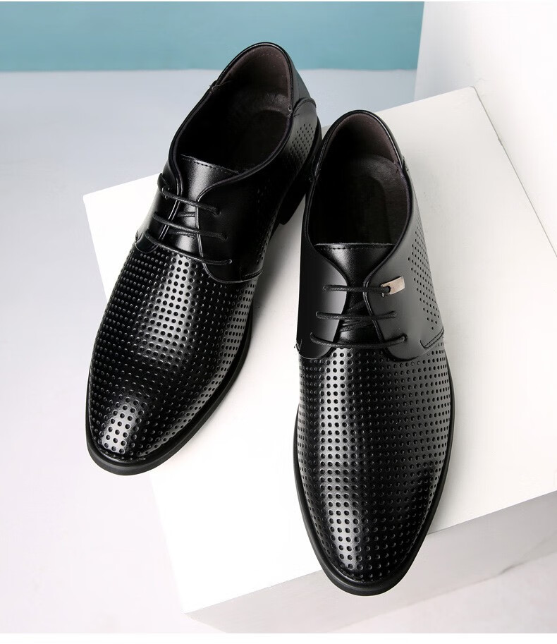 正式凉皮鞋夏天37码镂空46带孔网眼西装皮鞋通气45商务正装男鞋子品质