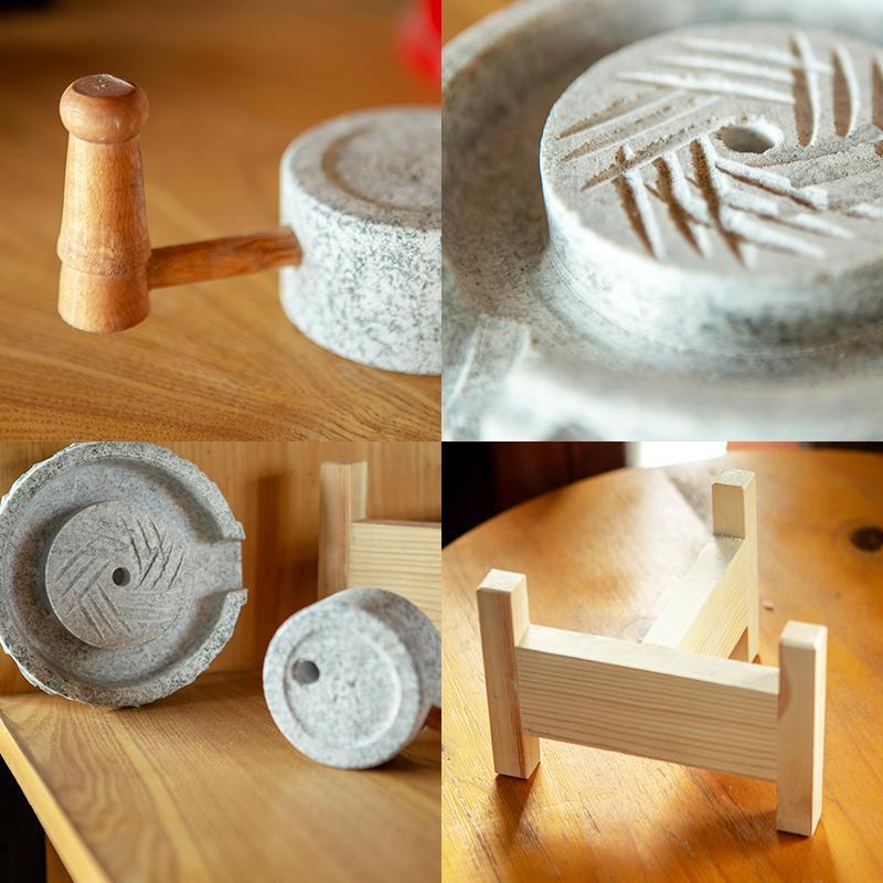 天然观赏小石磨家居装饰小摆件创意礼品怀旧磨盘复古摆件装饰品 观赏