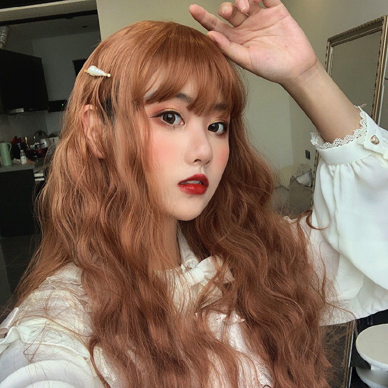 假发套女全头逼真长卷发lolita玉米烫空气刘海cosplay假毛全套头黑