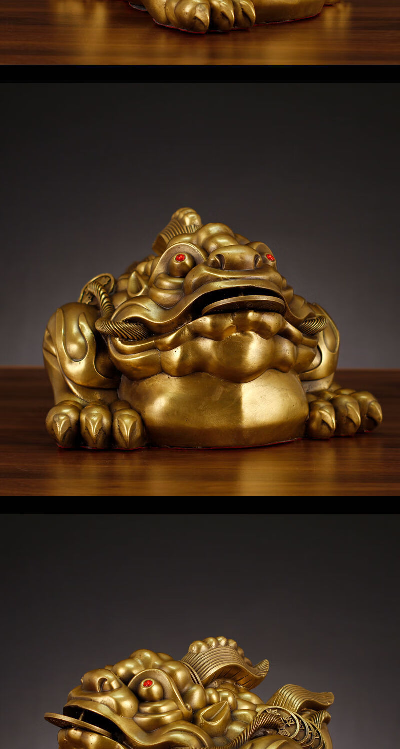 铜三足金蟾独角金蟾摆件客厅办公室家居装饰品开业礼品客厅工艺品长