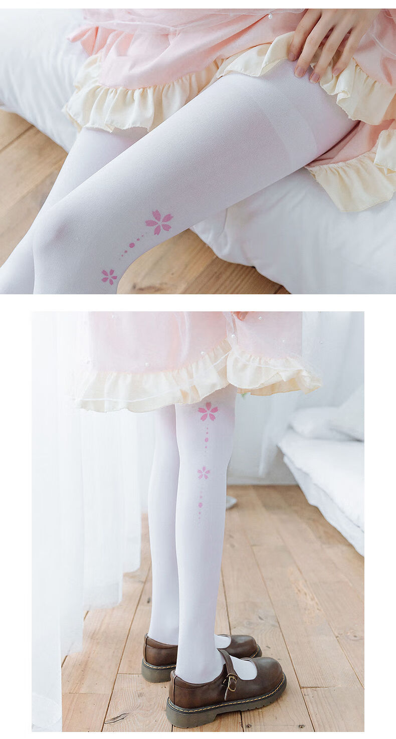 hkxn猫爪袜薄款白丝袜ita白色连裤袜猫爪长筒过膝袜日系洛丽塔小腿袜