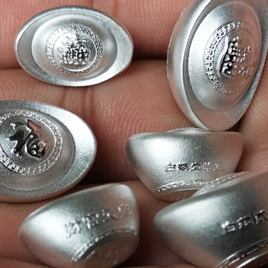 s999纯银元宝实心足银元宝摆件银锭白银定制送礼朋长辈领导礼品 足银